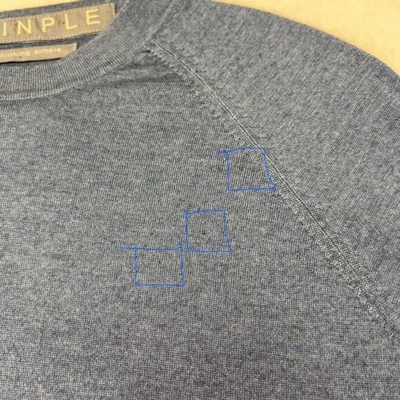 Thinple Sweater Womens Large Blue Thinking Simple Long Sleeve Cashmere Silk - Picture 11 of 11